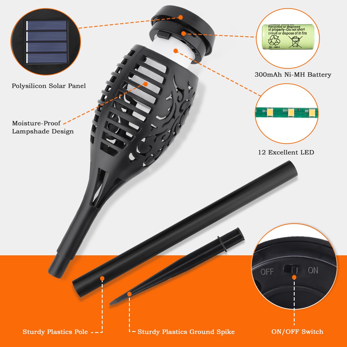 🔥2025 Zonnezaklampen - Flikkerende Vlam Buitendecoratie