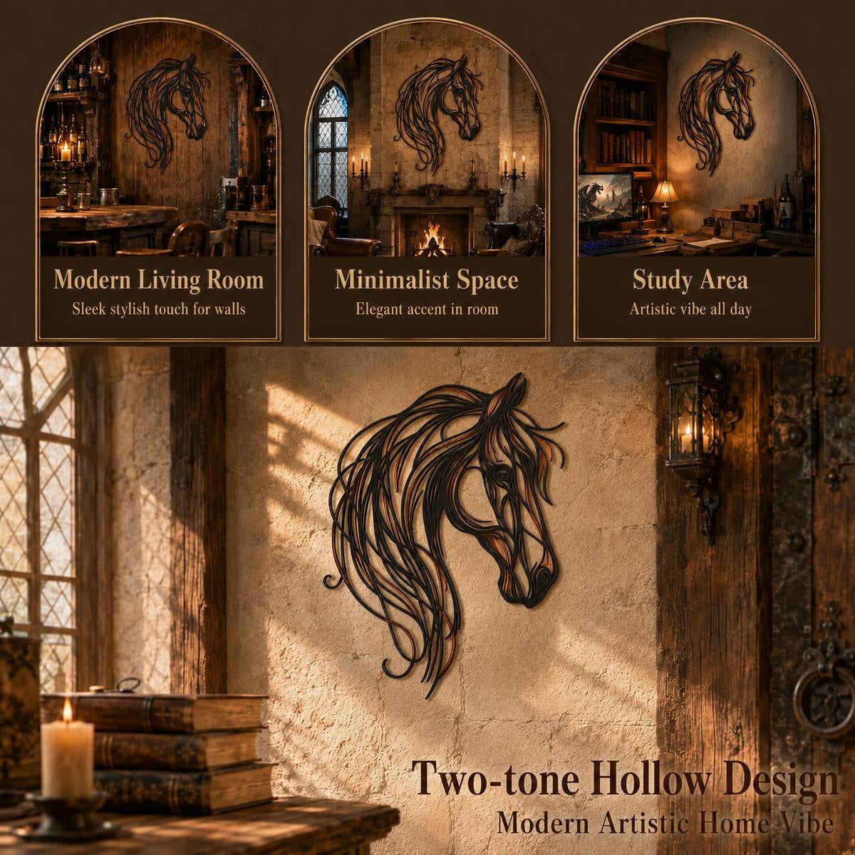 🐎Opengewerkte metalen wanddecoratie met een paardenhoofd