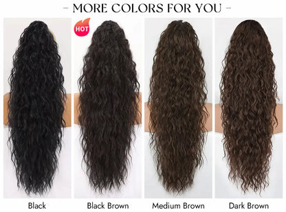 💜Water Ripple Lange Krullende Paardenstaart Clip Pruik💜