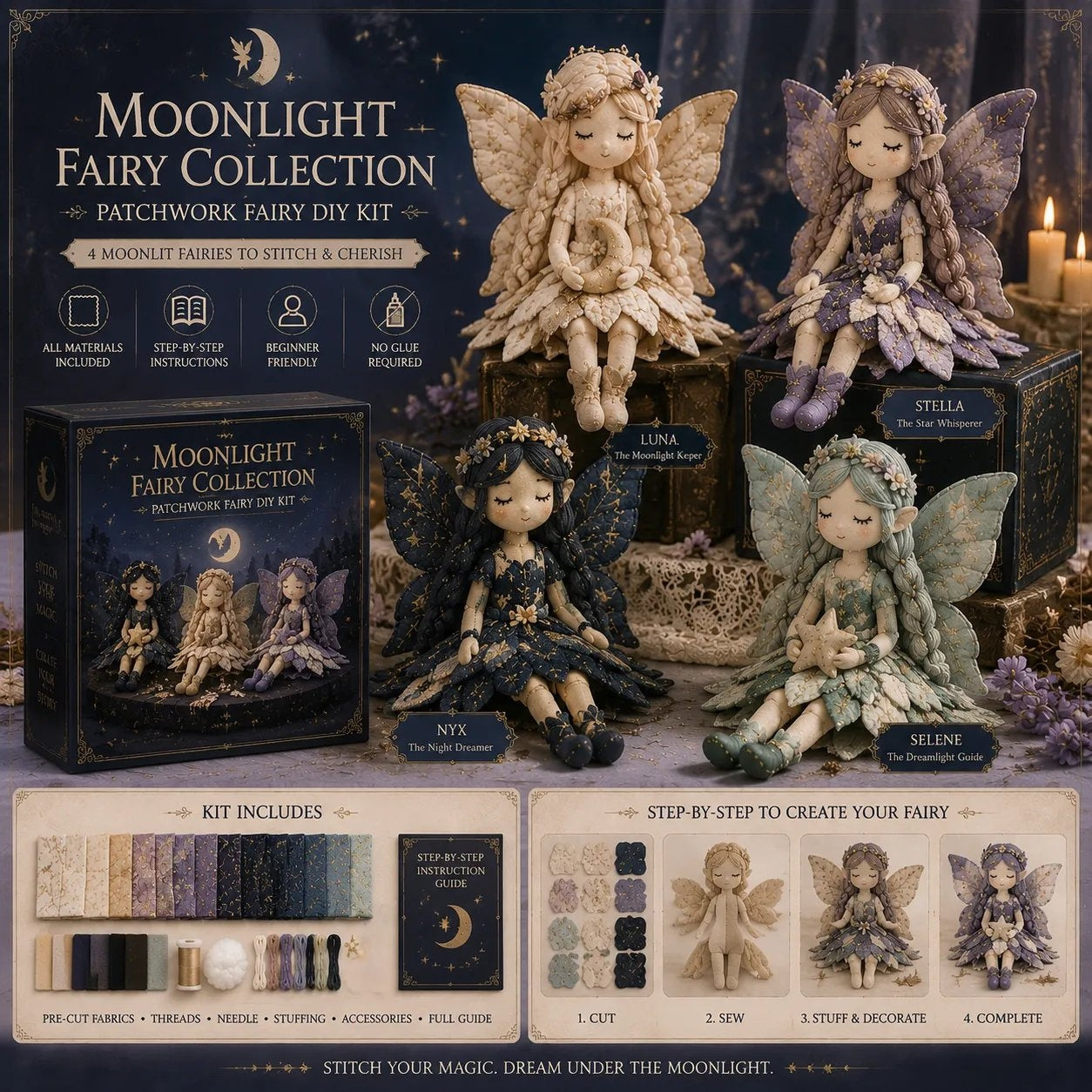 🔥LAATSTE DAG 50% KORTING - 🧵Fairy Patchwork DIY-collectie