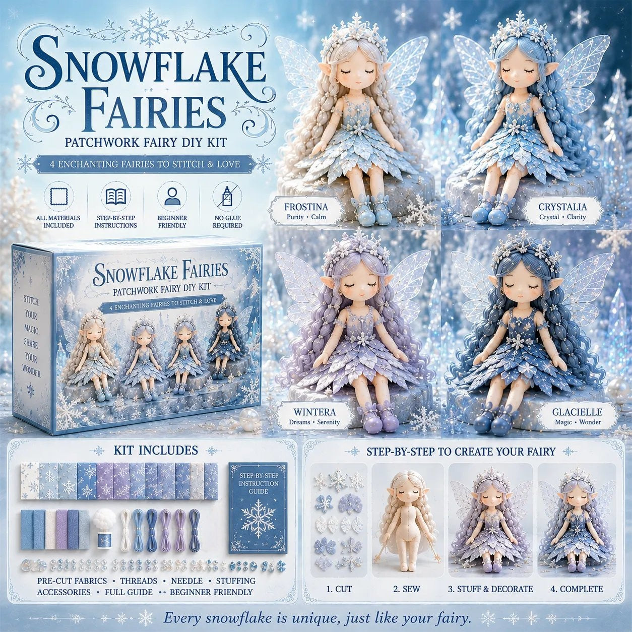 🔥LAATSTE DAG 50% KORTING - 🧵Fairy Patchwork DIY-collectie