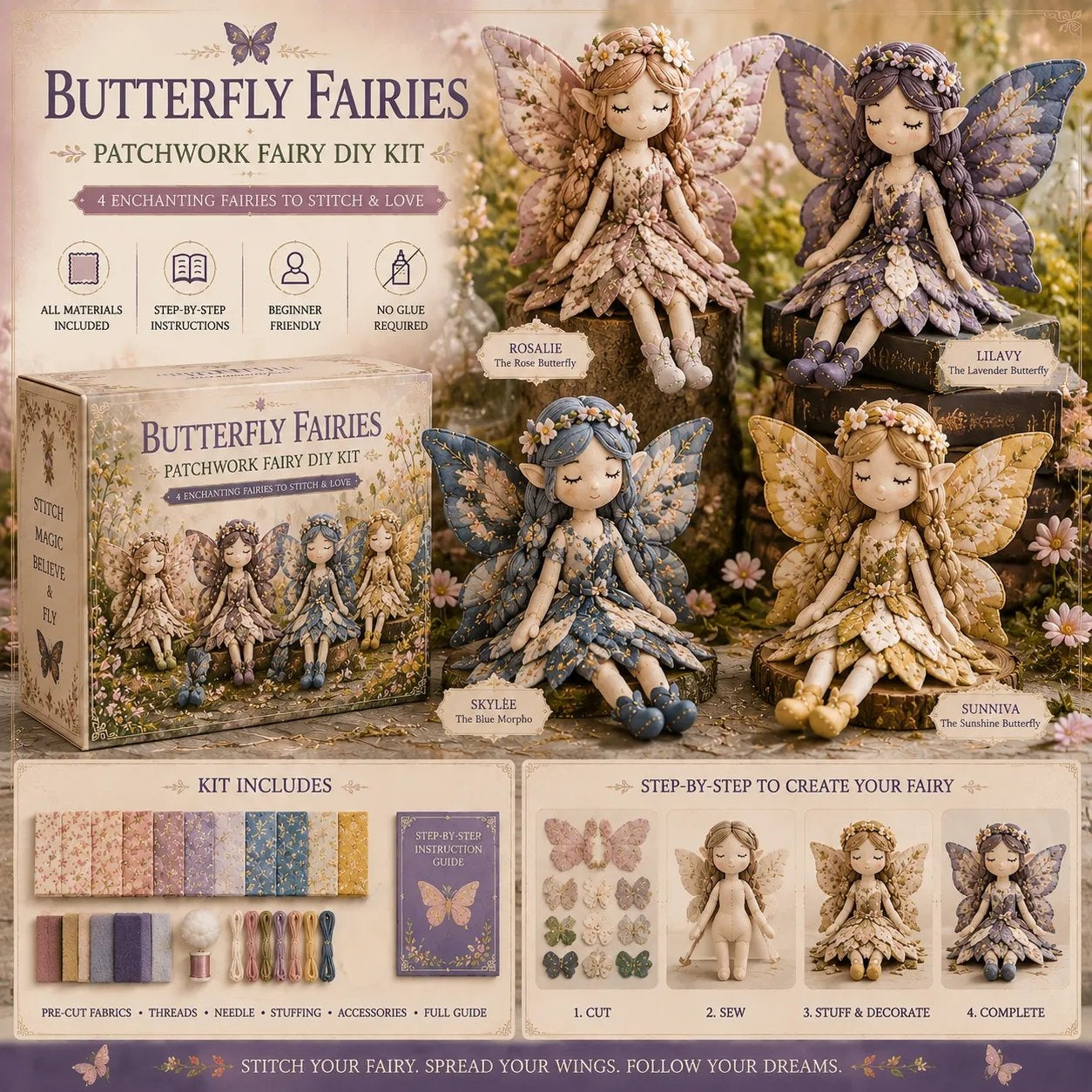 🔥LAATSTE DAG 50% KORTING - 🧵Fairy Patchwork DIY-collectie