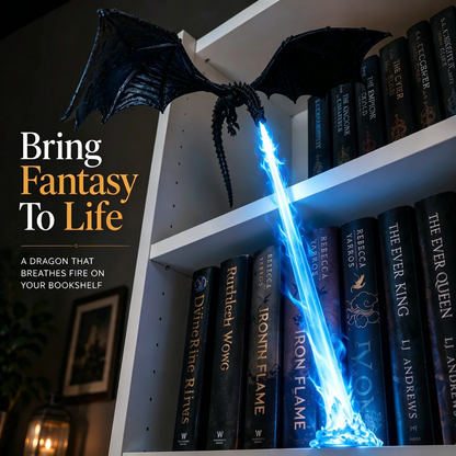 🐉 Vuurspuwende draak-boekenplankdecoratie-lamp + LED-vlamverlichtingsset