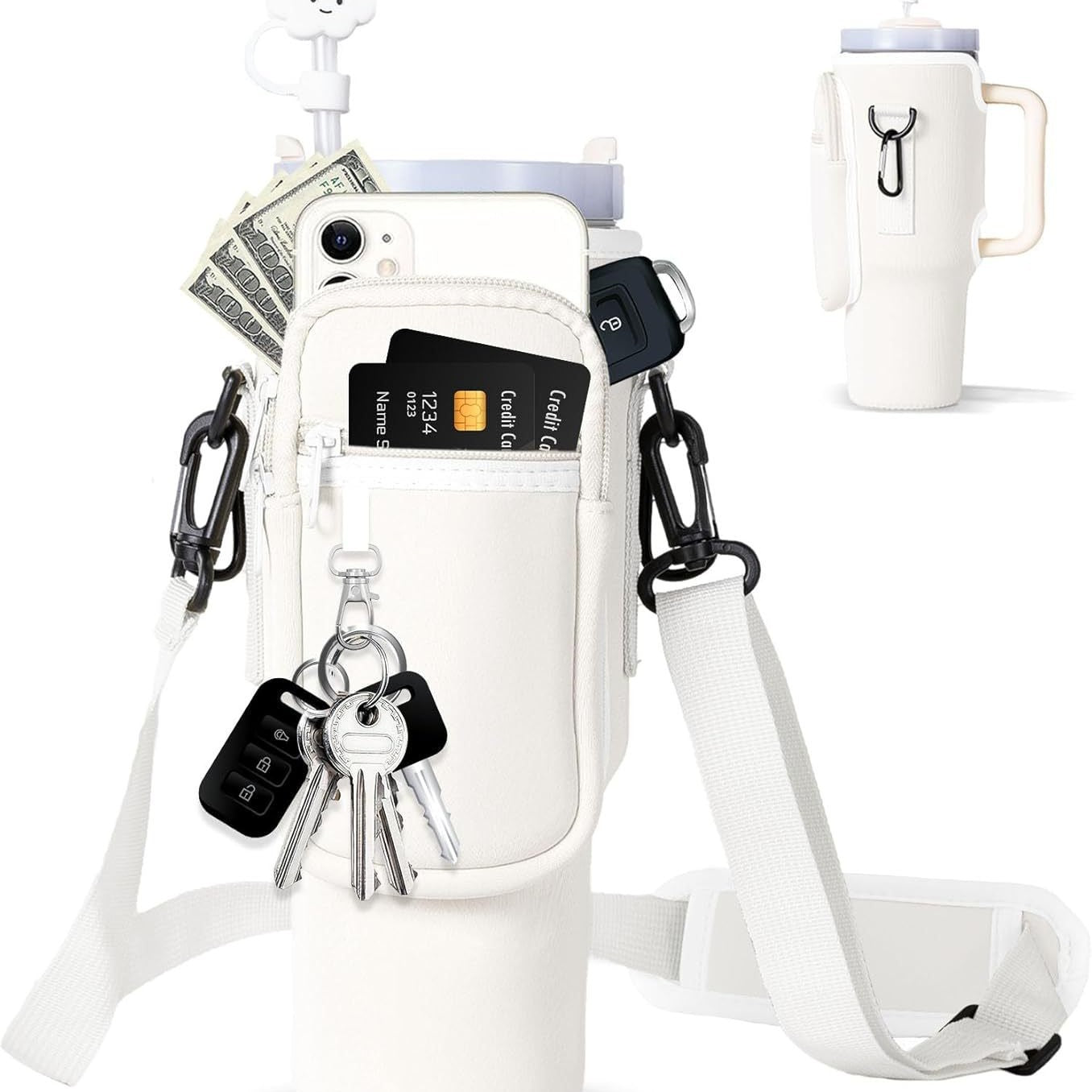 Verstelbare schoudertas met thermosbekerhouder voor 40 oz