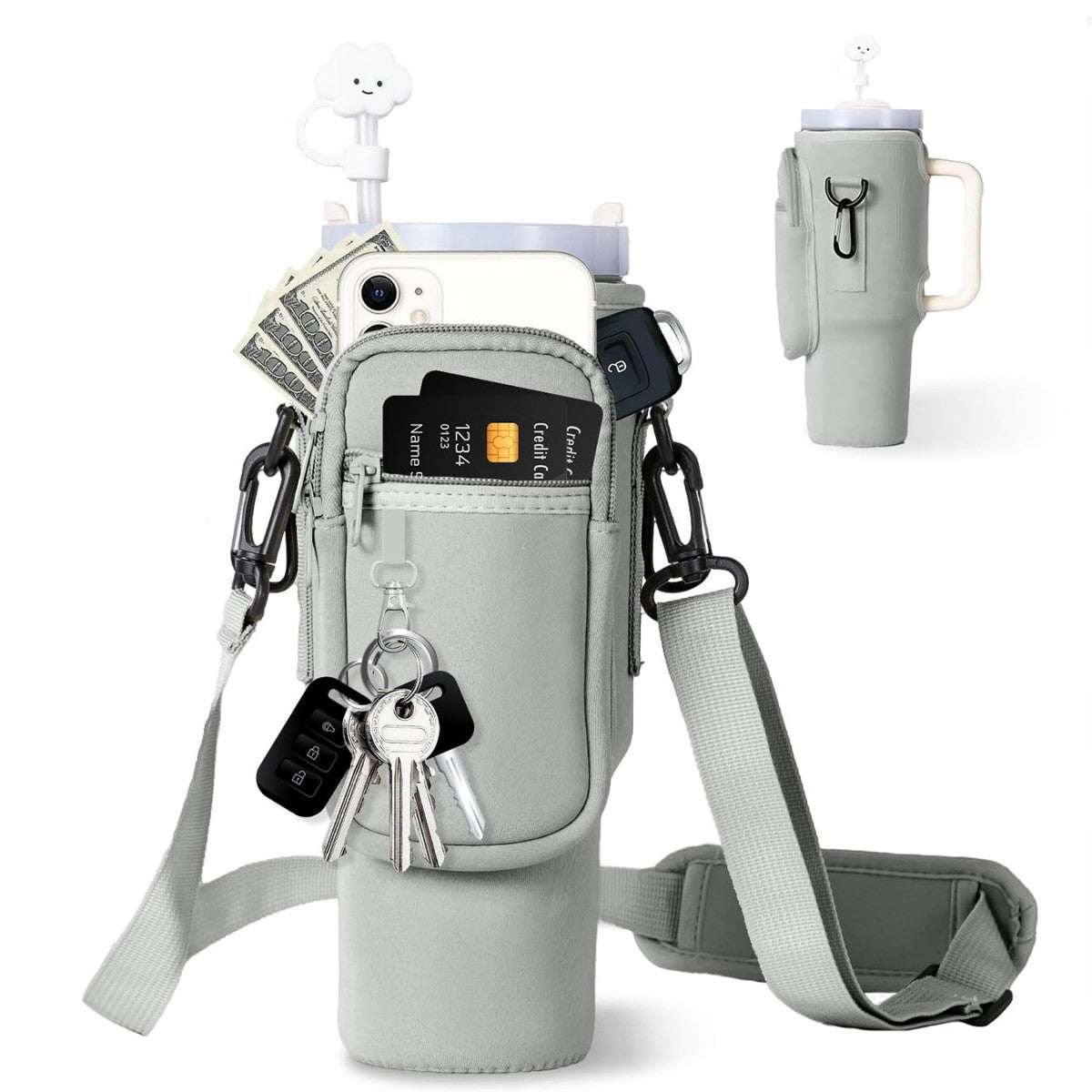 Verstelbare schoudertas met thermosbekerhouder voor 40 oz