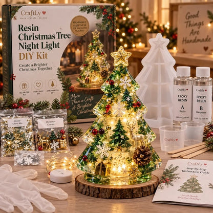 🎄DIY-set voor een kerstboom-nachtlampje van hars, geschikt voor beginners | Complete set met mal, hars, kerstverlichting en feestelijke versieringen ✨