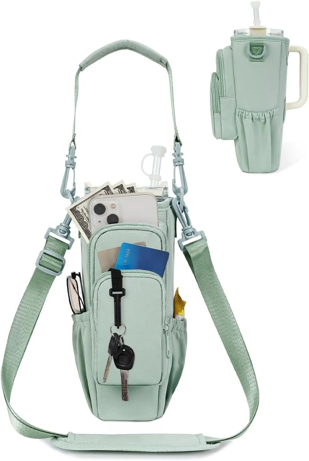 Verstelbare schoudertas met thermosbekerhouder voor 40 oz