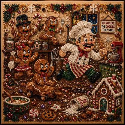 🎄 LAATSTE DAG 49% KORTING – Premium 3D Pearl Absurd Christmas Moments-kunstset | Luxe canvas met flocklaag en krasbestendige, kleurvaste parelkraaltjes – DIY grappige kerstversiering 🎅😂✨