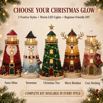 ⏳ Last Day 49% OFF – 🎄Beginner-Friendly DIY Lighted Christmas Character Sea Glass-Style Lighthouse Kit Collection | Complete Kit with Sea Glass-Style Pieces, LED Lights & Step-by-Step Guide Included 💕