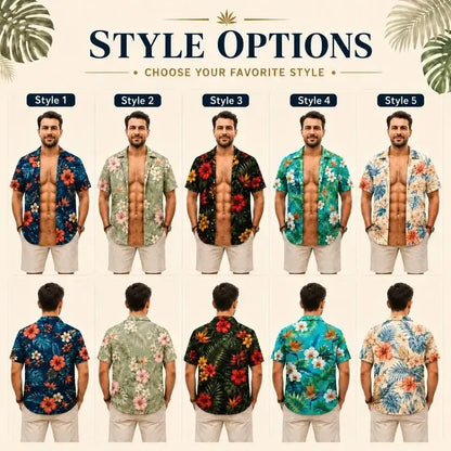 Grappig spier-T-shirt voor heren, T-shirt met Hawaiiaanse-hemd-illusie, gepersonaliseerd 3D-T-shirt met nep-open-hemd-effect💪🔥