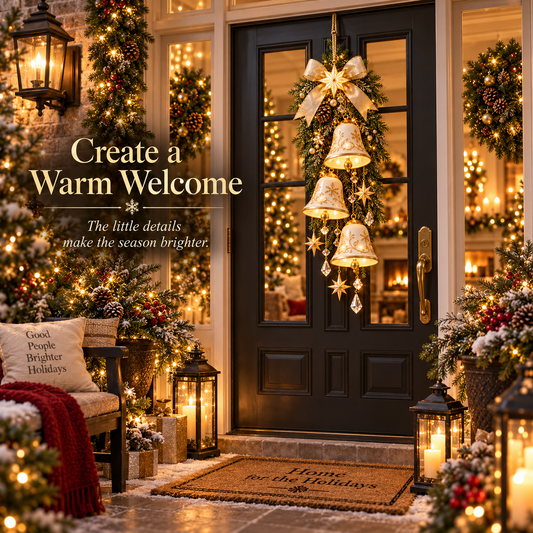 🔔✨Laatste dag: 49% KORTING✨✨ Golden Bell Blessing Cascade™ – Verlichte kerstdeurversiering