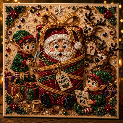 🎄 LAATSTE DAG 49% KORTING – Premium 3D Pearl Absurd Christmas Moments-kunstset | Luxe canvas met flocklaag en krasbestendige, kleurvaste parelkraaltjes – DIY grappige kerstversiering 🎅😂✨