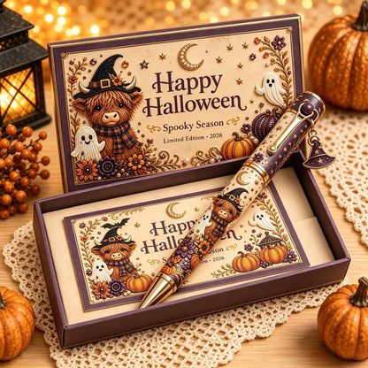 🎃🔮 Griezelige Halloween-pen-cadeauset | Decoratieve pen, bijpassende herinneringskaart en bijpassende geschenkdoos in 3 limited edition-uitvoeringen ✨