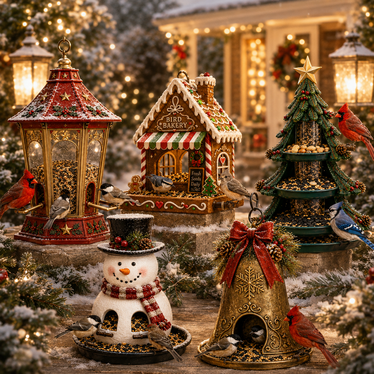 🎄 Christmas Bird Feeder Collection™ – Feestelijke hangende voederbakken voor wilde vogels