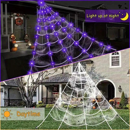Halloween-lampjes in de vorm van een gloeiend spinnenwe
