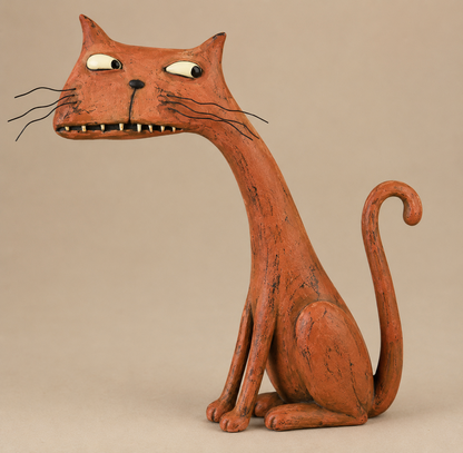 Speels vintage beeldje van een muis en een kat