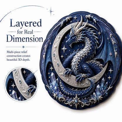 🐉 Moon Guardian Dragon 3D houten doe-het-zelf wanddecoratie