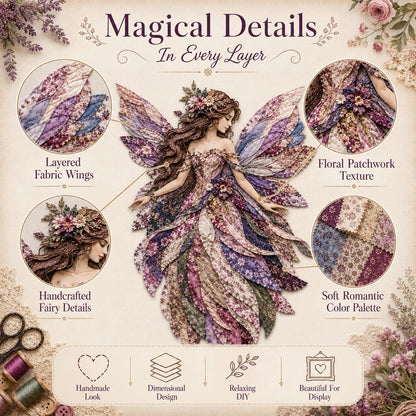 🧚‍♀️🌸 Premium DIY-pakket ‘Fairy Patchwork’ | Hoogwaardige gelaagde stof met bloemenvleugels – DIY handgemaakte fantasiewanddecoratie ✨