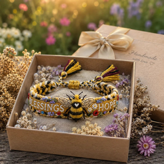 🌼Zegeningen & Hoop 🐝2026 Limited Edition Handgemaakte geweven armband met bijenmotief