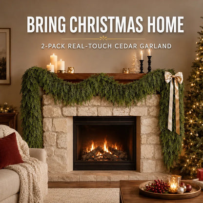 🎄 Set van 2 Real-Touch-cederslingers – Weelderig kerstgroen