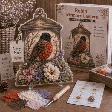 🕊️ Always Near 3D-stof Poke Art-herinneringslantaarn-bouwpakket
