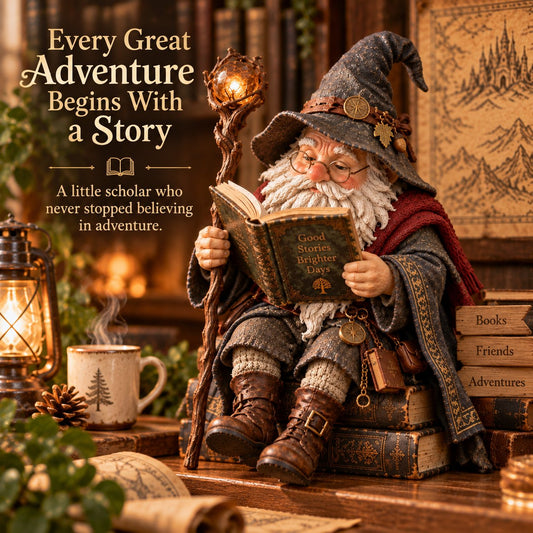 🔥LAATSTE DAG 50% KORTING🧙♂️ De rondtrekkende geleerde kabouter – Betoverd tovenaarsfiguurtje