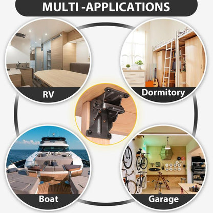 Zware inklapbare beugels met 90° vergrendeling - ruimtebesparende stalen scharnieren