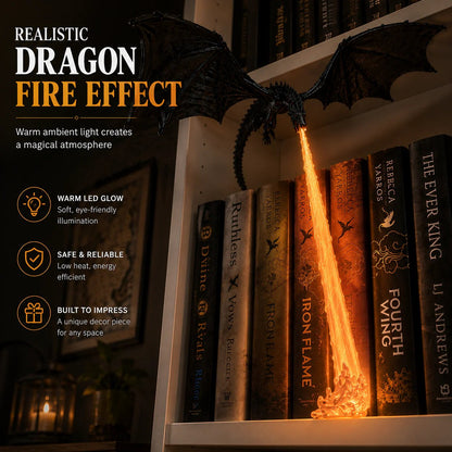 🐉 Vuurspuwende draak-boekenplankdecoratie-lamp + LED-vlamverlichtingsset