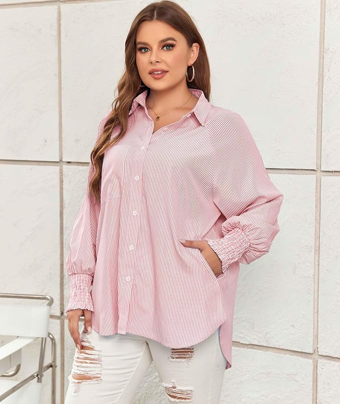 ⭐Tijdelijke aanbieding 45% KORTING🎁Gestreepte kapsel blouse halflang
