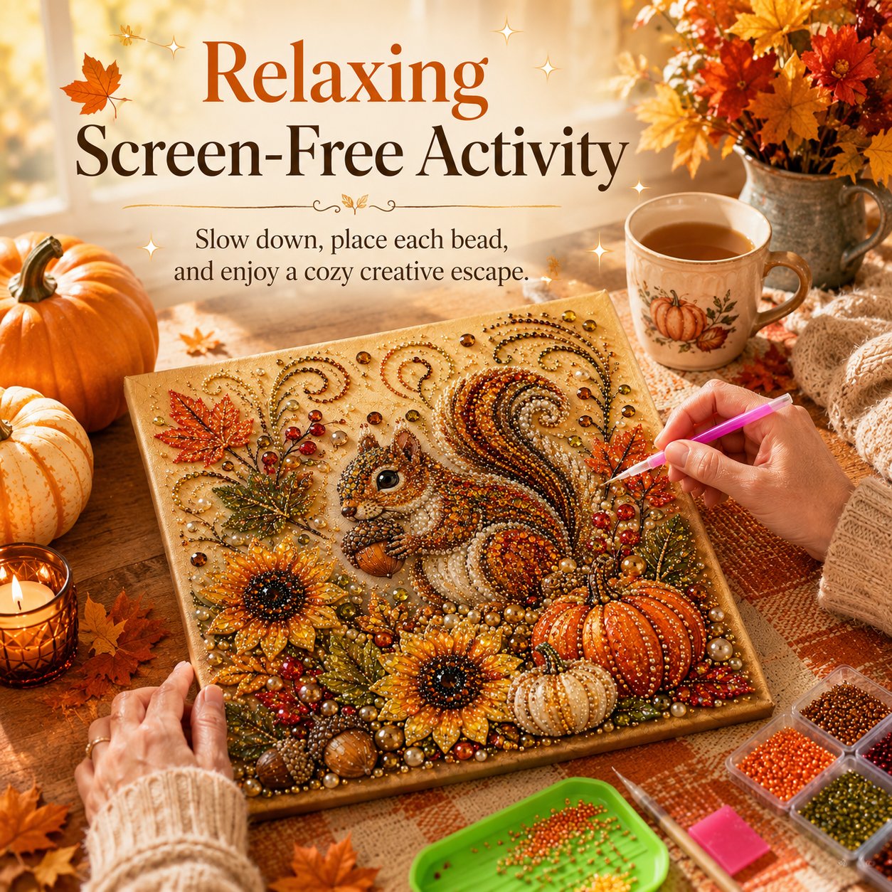 🍂💎 Herfstparelschilderpakket – Ontspannend doe-het-zelfproject om sprankelende herfstkunstwerken te maken 🖌️