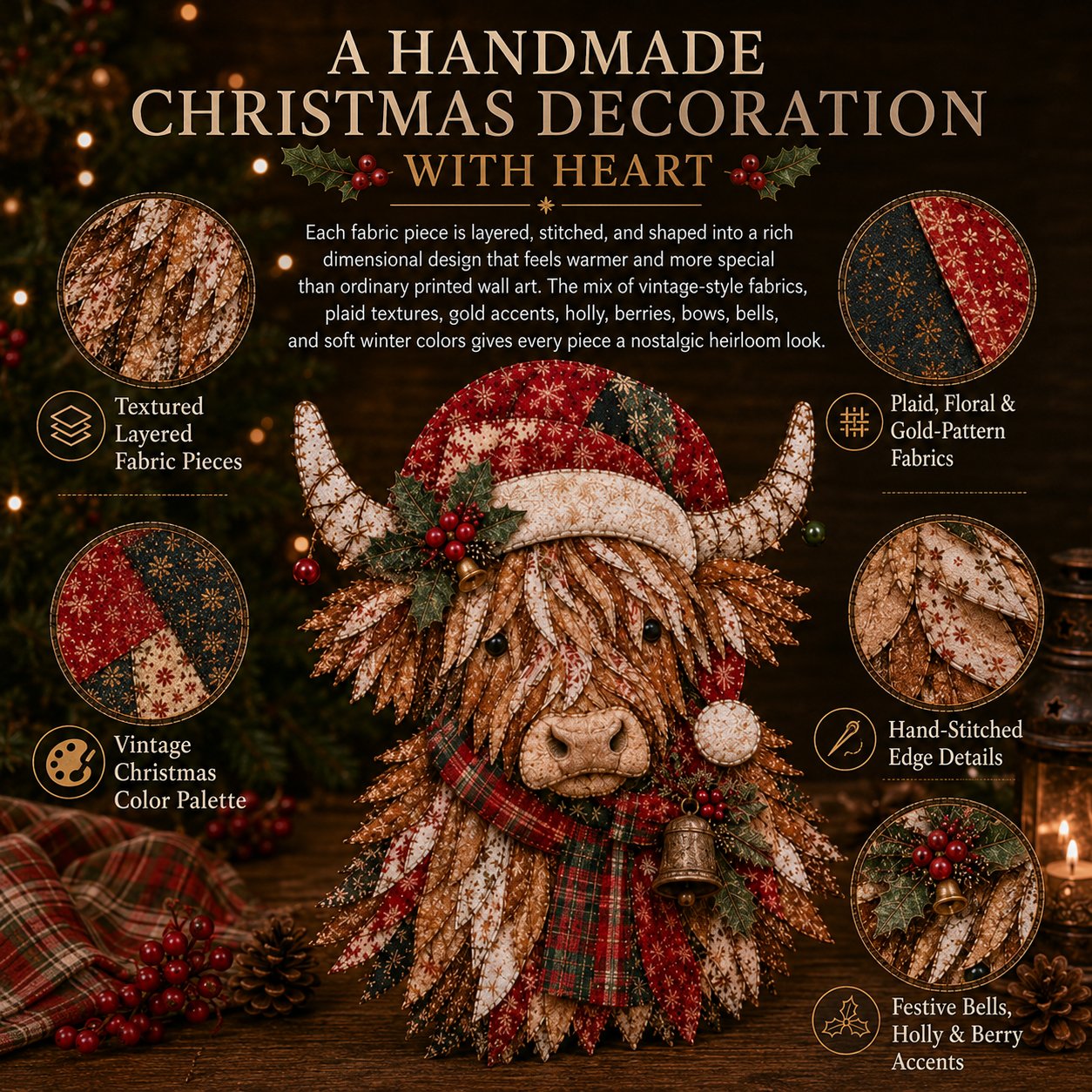 🔥LAATSTE DAG 49% KORTING - 🎅DIY-decoratieset met kerstpatchworkstof – Prachtige resultaten, geen ervaring nodig