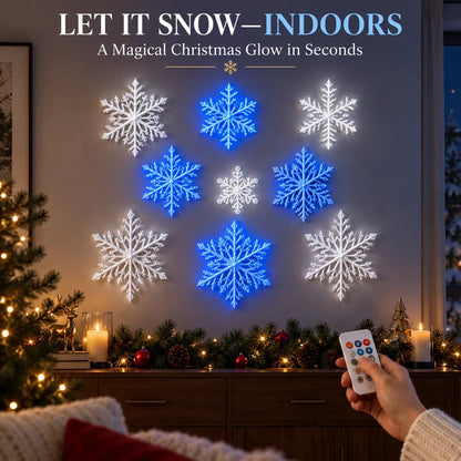❄️ LED-wandlampjes in de vorm van sneeuwvlokken | 3D-kerstversiering met sneeuwvlokken | Sets met 12, 24 en 36 sneeuwvlokken | Blauw en wit licht + afstandsbediening ✨