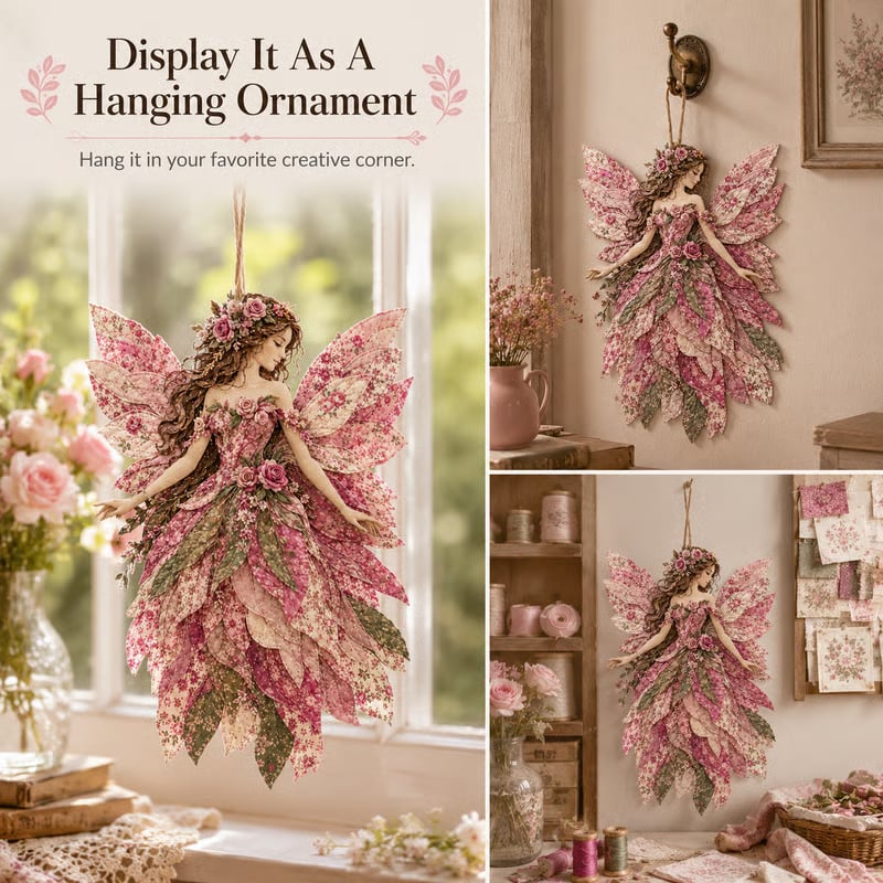 🧚‍♀️🌸 Premium DIY-pakket ‘Fairy Patchwork’ | Hoogwaardige gelaagde stof met bloemenvleugels – DIY handgemaakte fantasiewanddecoratie ✨