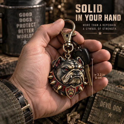 🔥LAATSTE DAG 50% KORTING -  🐶 Devil Dog Guardian 3D-metalen sleutelhanger | Stevig bulldog-souvenir