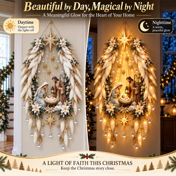 ✨👼 3D Hemelse engelenvleugels Kerststalverlichting✨ – Verlichte kerstwanddecoratie ✈️