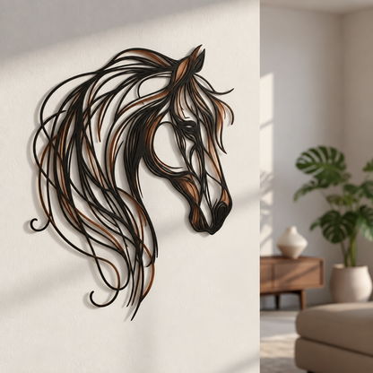 🐎Opengewerkte metalen wanddecoratie met een paardenhoofd