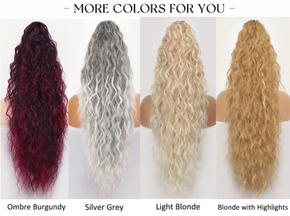 💜Water Ripple Lange Krullende Paardenstaart Clip Pruik💜