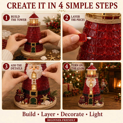 ⏳ Last Day 49% OFF – 🎄Beginner-Friendly DIY Lighted Christmas Character Sea Glass-Style Lighthouse Kit Collection | Complete Kit with Sea Glass-Style Pieces, LED Lights & Step-by-Step Guide Included 💕