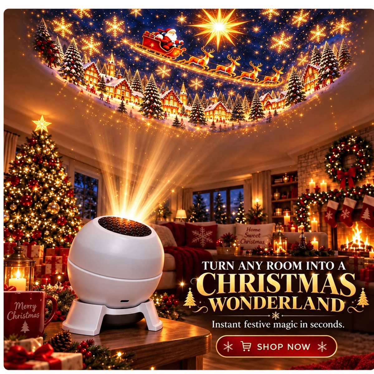 💡 Maak van elke kamer een kerstwonderland – Kerstprojectie-nachtlampje