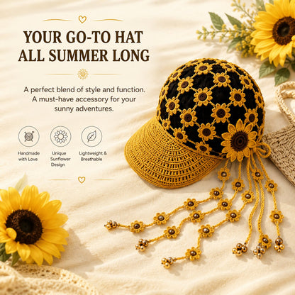 🔥Laatste dag: 50% KORTING -  🌻 Gebreide baseballpet met uitgesneden zonnebloemmotief