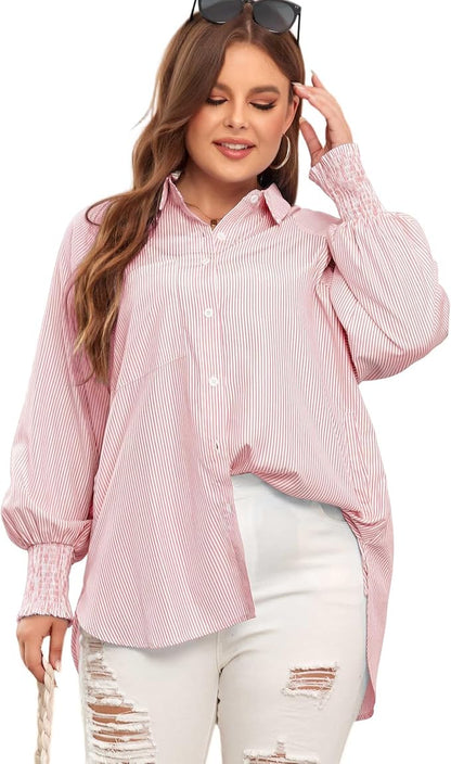 ⭐Tijdelijke aanbieding 45% KORTING🎁Gestreepte kapsel blouse halflang