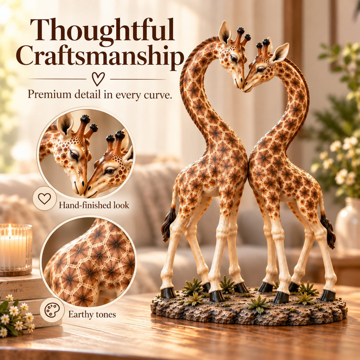 💕🎁Samen is het leuker – Giraffenhart-sculptuur 🦒♡🦒 (✨Bij aankoop van 2 stuks gratis verzending)