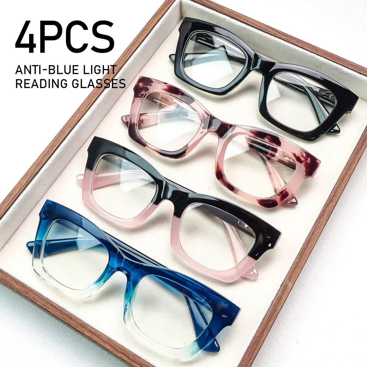 Hot Sale👓Anti Blue Light Glasses Set 4 Pairs Style Unisex Reading Glasses