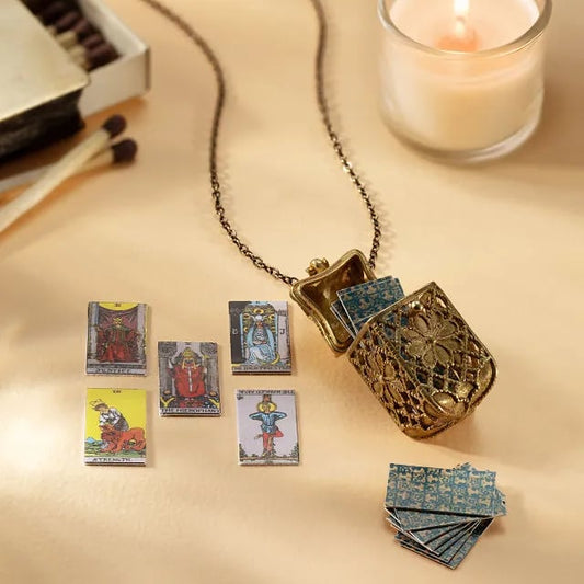 🔥LAATSTE DAG 49% KORTING - 📿Ketting met klein tarotkaartspel