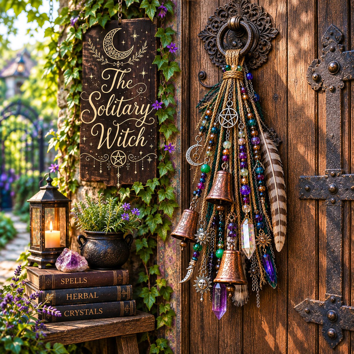 🔮Hangende bel voor op de deur in heksenthema | 🌙Bellen, kristallen en hemelse hangende decoraties