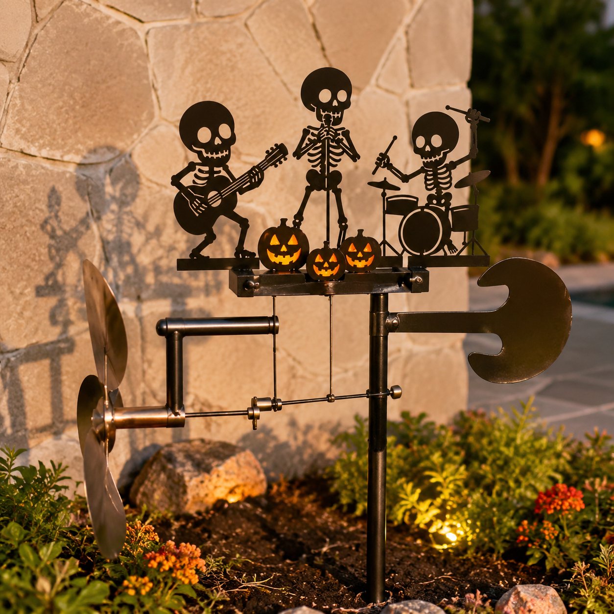 ⚡️🔥50% korting – laatste dag⚡️Halloween-skelet: metalen drummer, kinetische windspinne