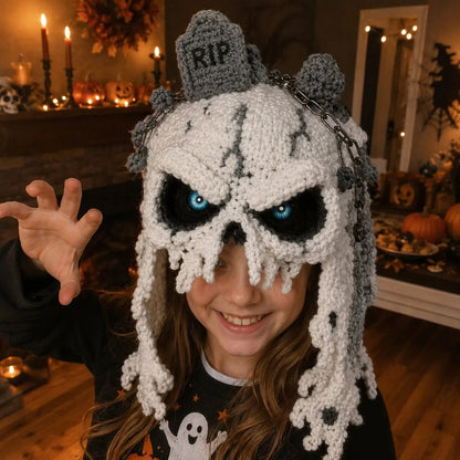 🎭🎃 DIY-haakpakket voor een Halloween-monsterkap | Hoogwaardig, zacht garen met stapsgewijze handleiding voor het zelf maken van een handgemaakte, draagbare karakterkap 🧶✨