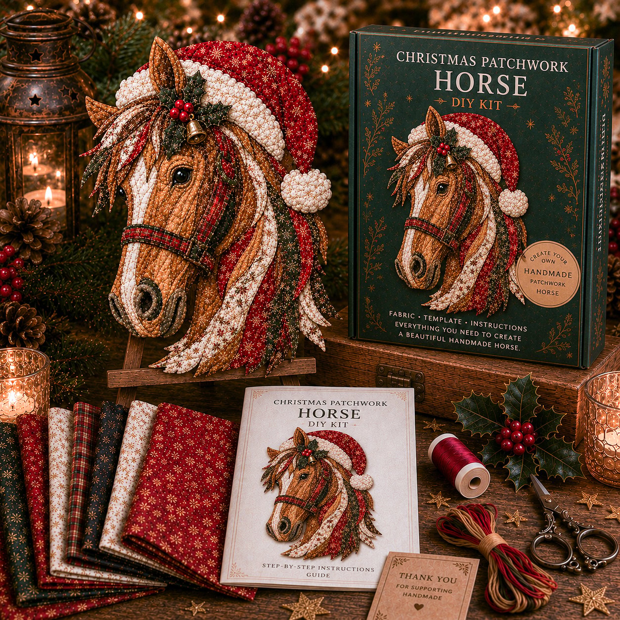 🔥LAATSTE DAG 49% KORTING - 🎅DIY-decoratieset met kerstpatchworkstof – Prachtige resultaten, geen ervaring nodig