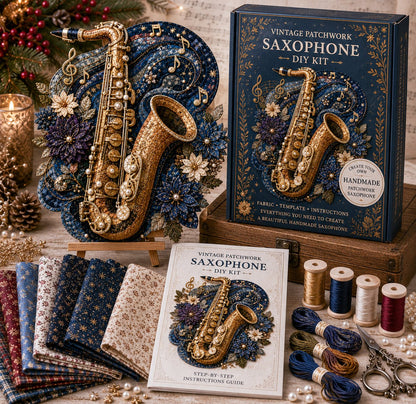 🎶🧵 Premium vintage patchwork-bouwpakket voor muziekinstrumenten | Hoogwaardige gelaagde stof met gestikte details – DIY handgemaakte decoratie voor de muziekkamer ✨