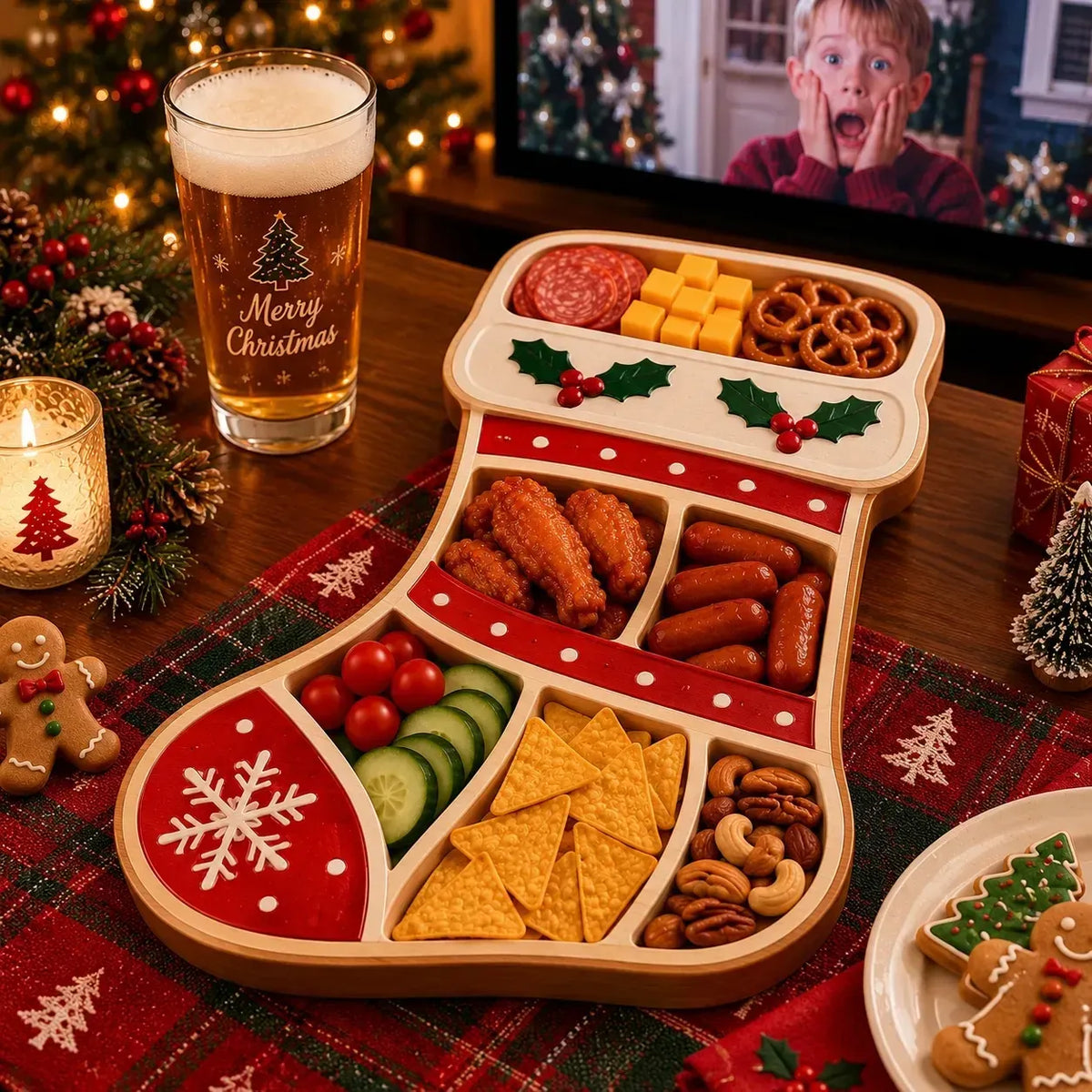 🎄Kerstsnackschaal met figuurtjes | 11 feestelijke ontwerpen met vakjes voor crackers, kaas, fruit, snoep en kerstlekkernijen 🍿